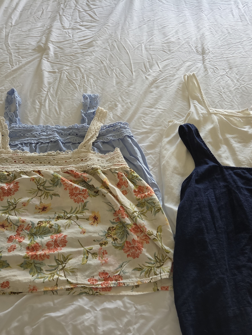 Lauren Conrad Floral Lace-Trim Camisole Set in White, Blue, Navy, Floral